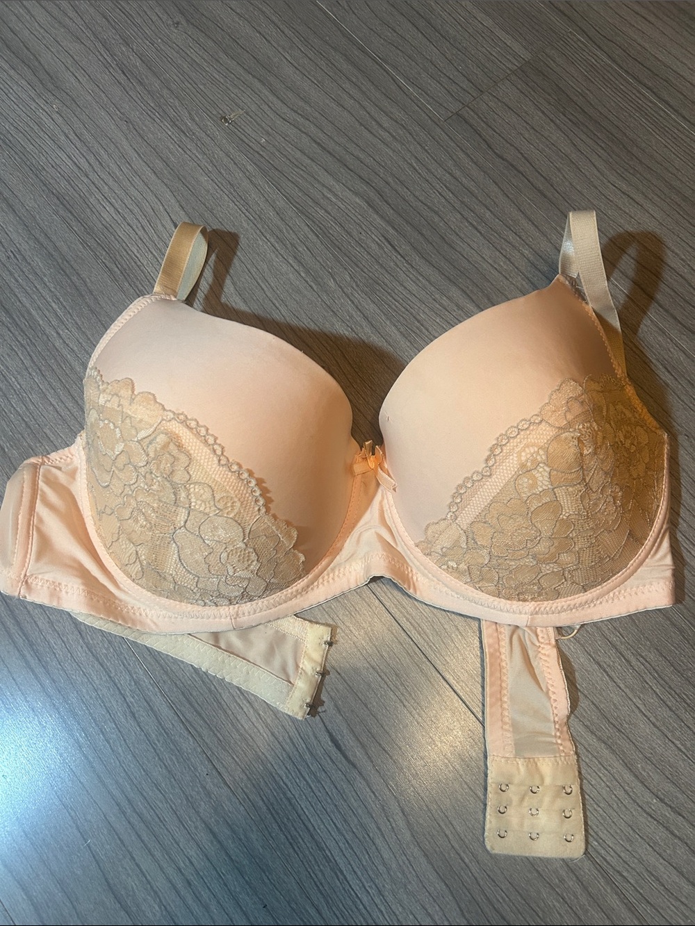 Peach Lace Contour Push-Up Bra, 46DD